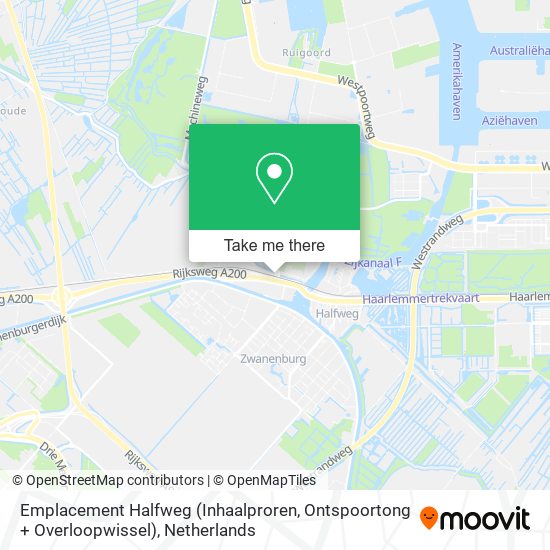 Emplacement Halfweg (Inhaalproren, Ontspoortong + Overloopwissel) map