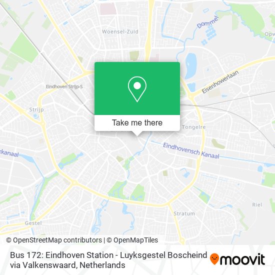 Bus 172: Eindhoven Station - Luyksgestel Boscheind via Valkenswaard Karte