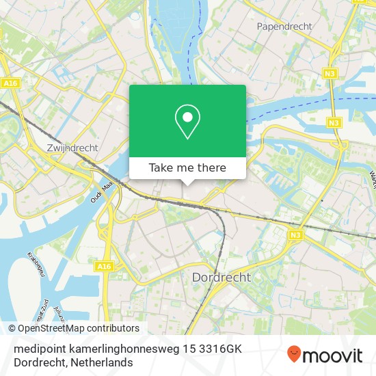 medipoint kamerlinghonnesweg 15 3316GK Dordrecht Karte