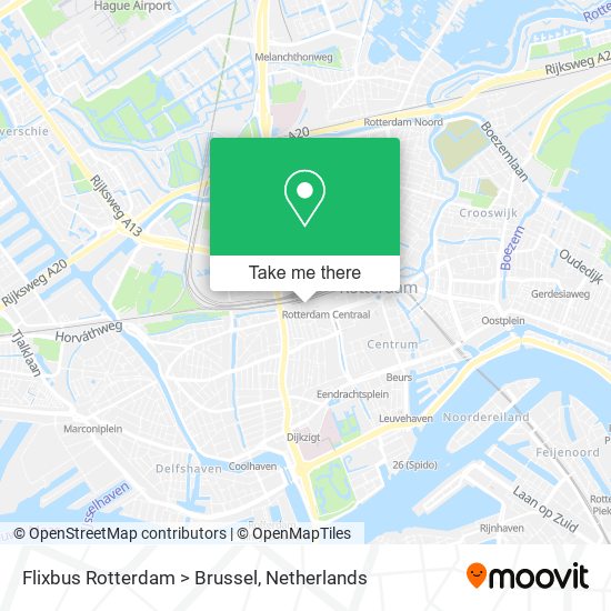 Flixbus Rotterdam > Brussel map