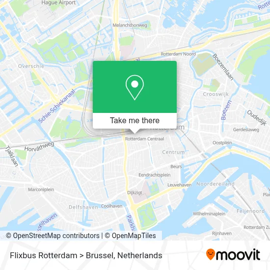 Flixbus Rotterdam > Brussel map