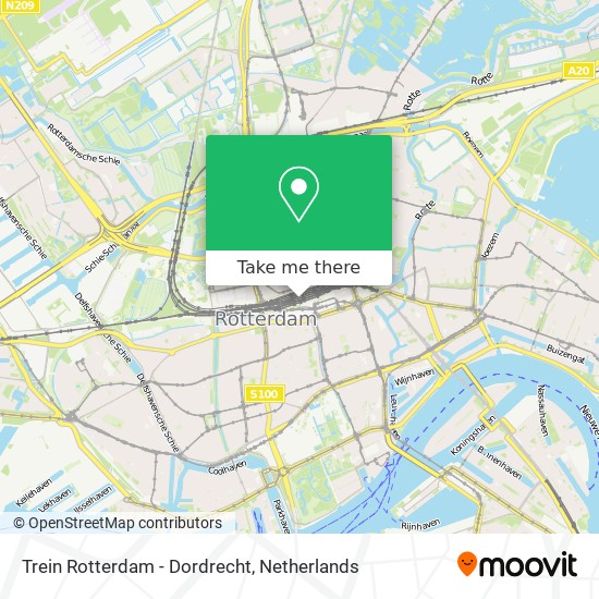 Trein Rotterdam -  Dordrecht map