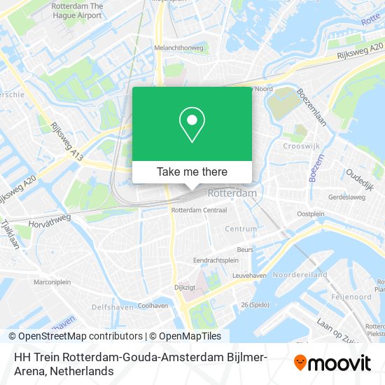 HH Trein Rotterdam-Gouda-Amsterdam Bijlmer-Arena map