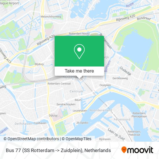 Bus 77 (SS Rotterdam -> Zuidplein) map