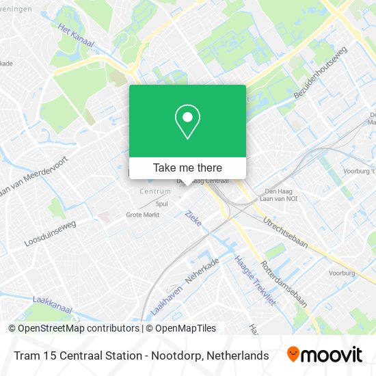 Tram 15 Centraal Station - Nootdorp map