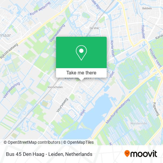 Bus 45 Den Haag - Leiden map