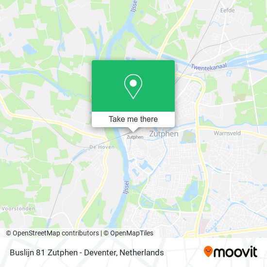 Buslijn 81 Zutphen - Deventer map