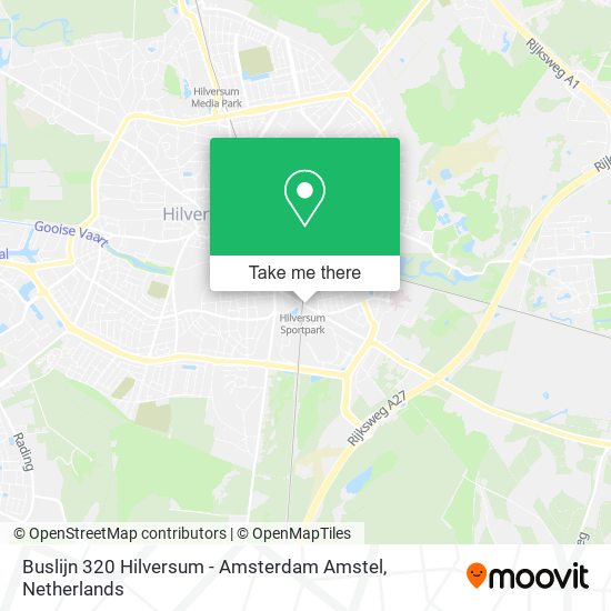 Buslijn 320 Hilversum - Amsterdam Amstel map