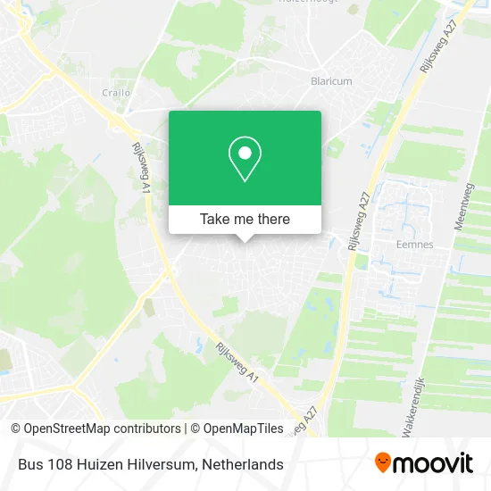 Bus 108 Huizen Hilversum map