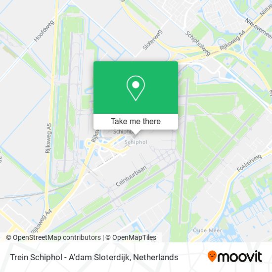 Trein Schiphol - A'dam Sloterdijk map