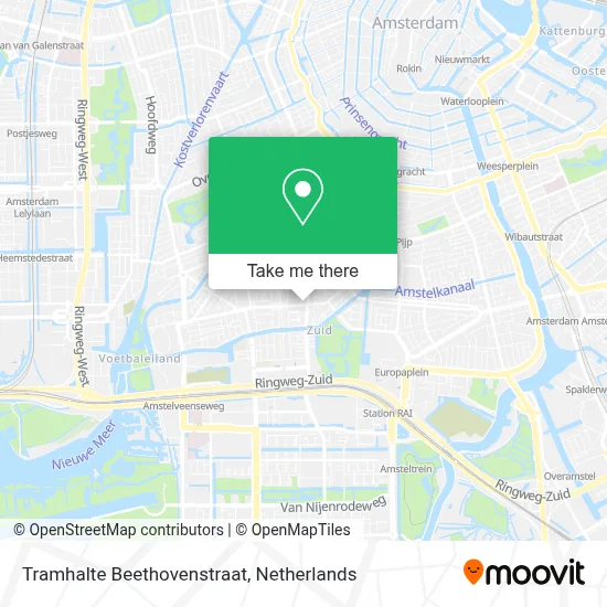 Tramhalte Beethovenstraat map