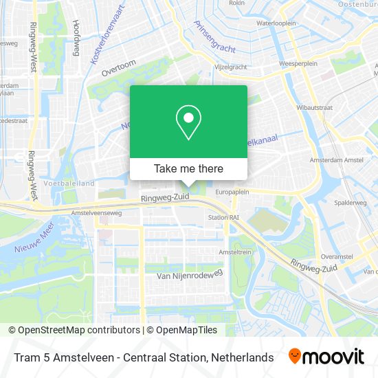 Tram 5 Amstelveen - Centraal Station map