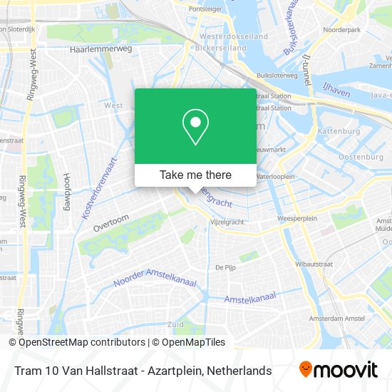 Tram 10 Van Hallstraat - Azartplein Karte