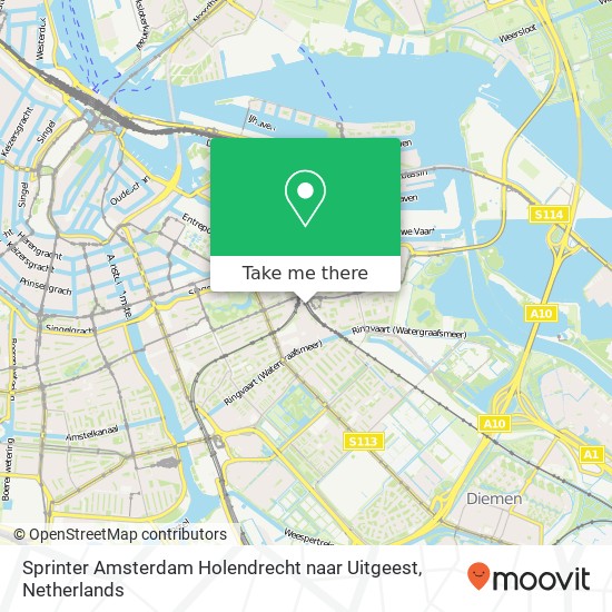 Sprinter Amsterdam Holendrecht naar Uitgeest map