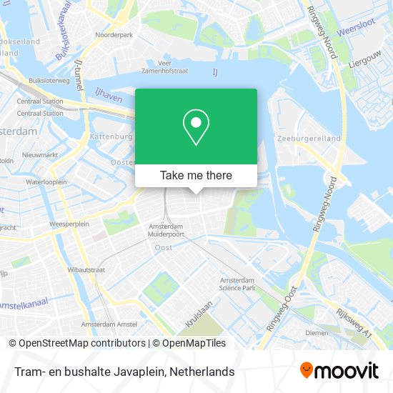 Tram- en bushalte Javaplein map