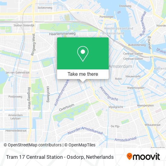 Tram 17 Centraal Station - Osdorp map