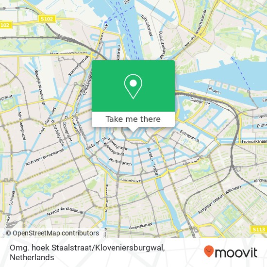 Omg. hoek Staalstraat / Kloveniersburgwal map