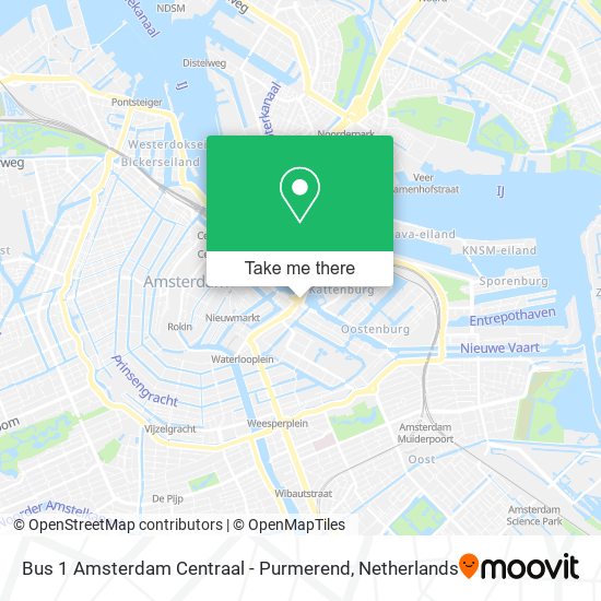 Bus 1 Amsterdam Centraal - Purmerend Karte