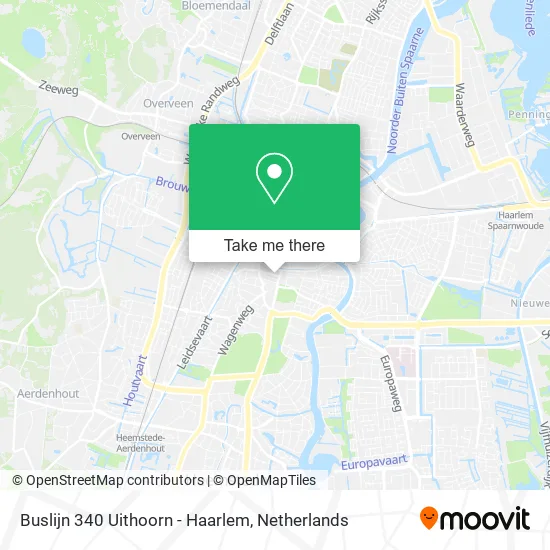 Buslijn 340 Uithoorn - Haarlem map