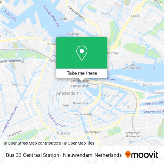 Bus 33 Centraal Station - Nieuwendam map