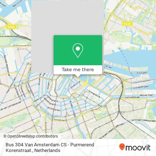 Bus 304 Van Amsterdam CS - Purmerend Korenstraat. map