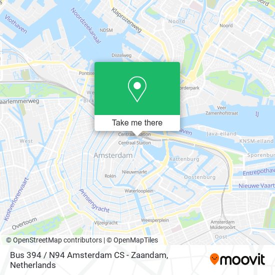 Bus 394 / N94 Amsterdam CS - Zaandam map