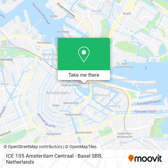 ICE 105 Amsterdam Centraal - Basel SBB map