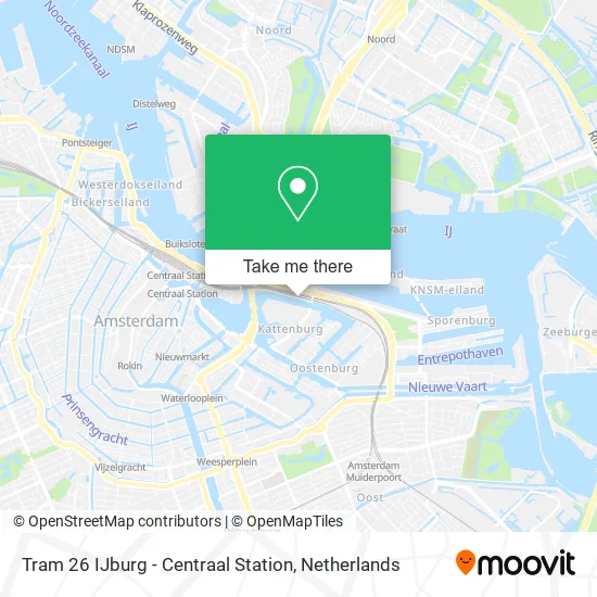 Tram 26 IJburg - Centraal Station map