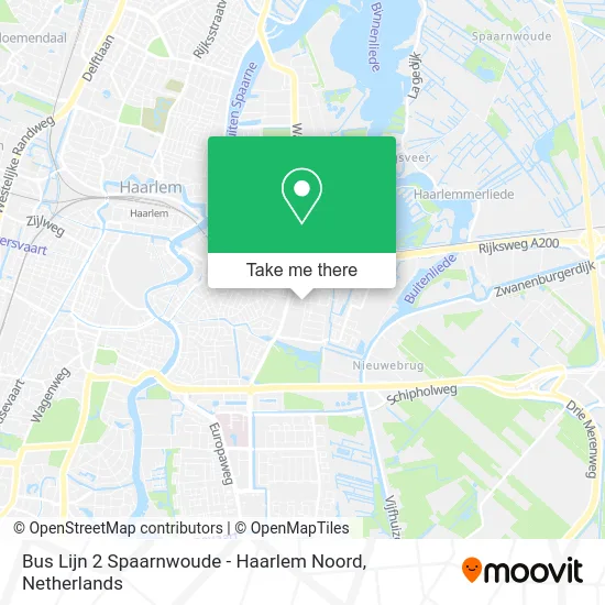 Bus Lijn 2 Spaarnwoude - Haarlem Noord map