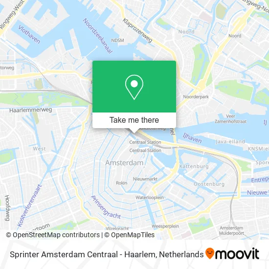 Sprinter Amsterdam Centraal - Haarlem map