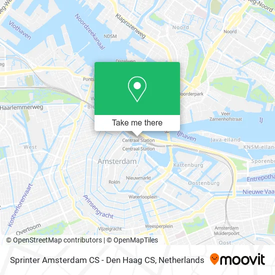 Sprinter Amsterdam CS - Den Haag CS map