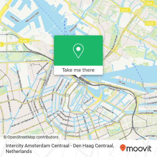 Intercity Amsterdam Centraal - Den Haag Centraal map