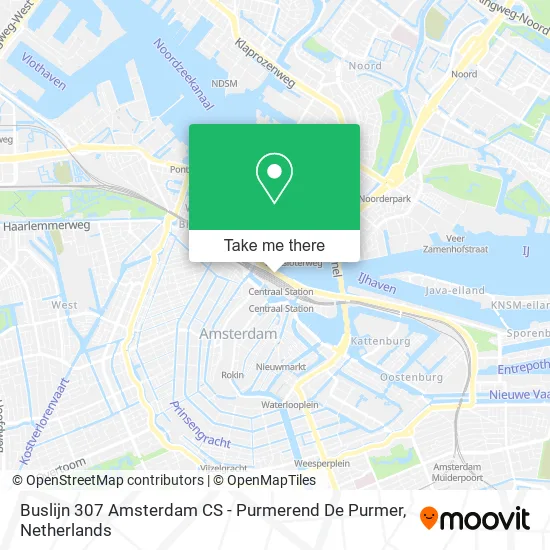 Buslijn 307 Amsterdam CS - Purmerend De Purmer map