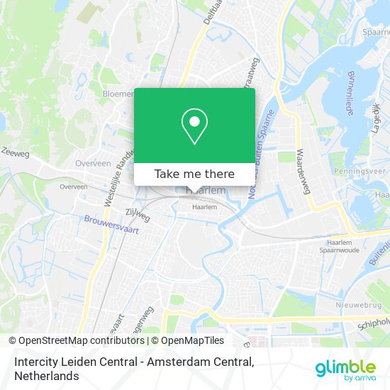 Intercity Leiden Central - Amsterdam Central map