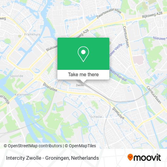 Intercity Zwolle - Groningen map