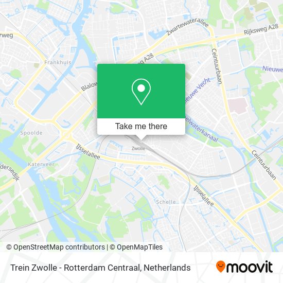Trein Zwolle - Rotterdam Centraal map