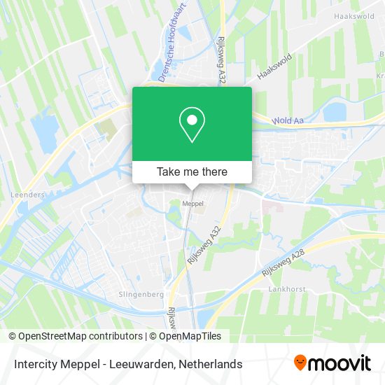 Intercity Meppel - Leeuwarden map