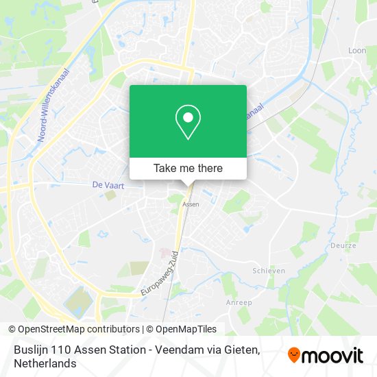 Buslijn 110 Assen Station - Veendam via Gieten map