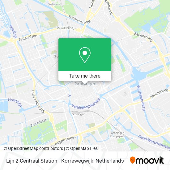 Lijn 2 Centraal Station - Korrewegwijk map