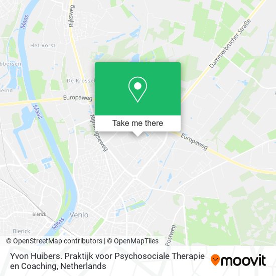 Yvon Huibers. Praktijk voor Psychosociale Therapie en Coaching Karte