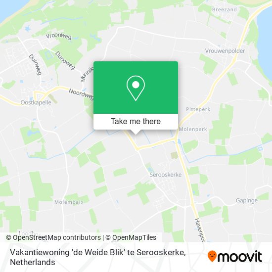 Vakantiewoning 'de Weide Blik' te Serooskerke Karte