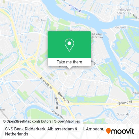 SNS Bank Ridderkerk, Alblasserdam & H.I. Ambacht map