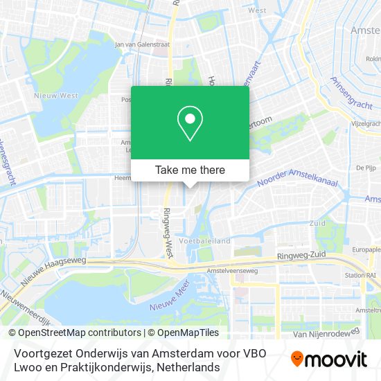 Voortgezet Onderwijs van Amsterdam voor VBO Lwoo en Praktijkonderwijs Karte