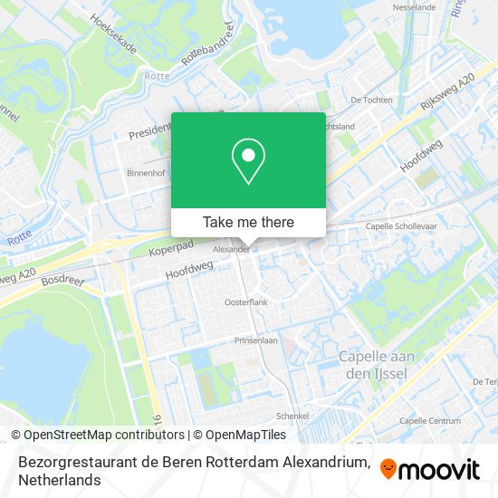 Bezorgrestaurant de Beren Rotterdam Alexandrium map
