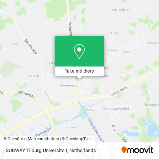 SUBWAY Tilburg Universiteit map