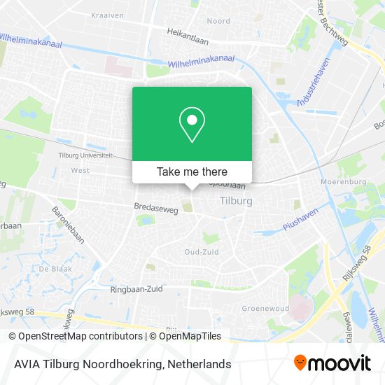 AVIA Tilburg Noordhoekring map