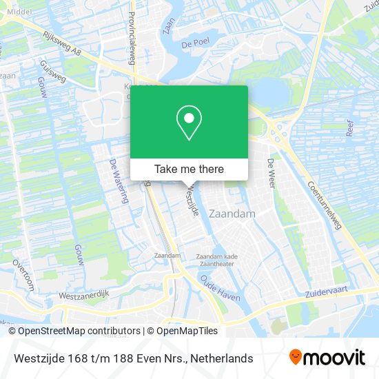 Westzijde 168 t / m 188 Even Nrs. map