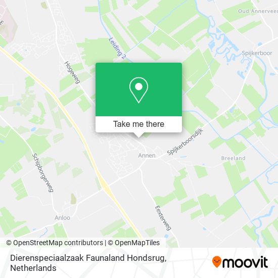 Dierenspeciaalzaak Faunaland Hondsrug map