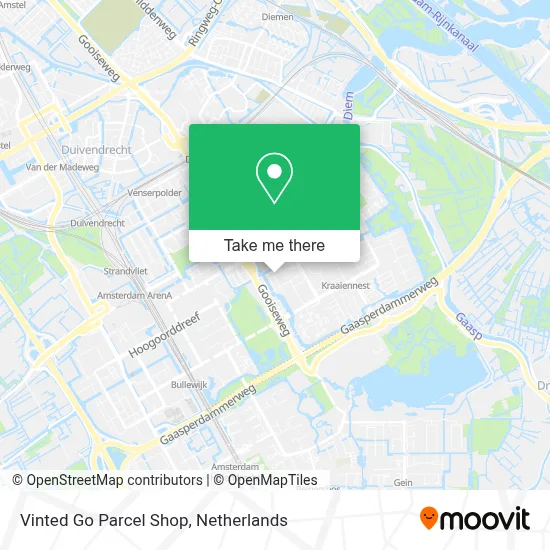 Vinted Go Parcel Shop map
