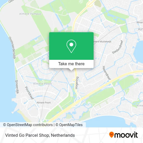 Vinted Go Parcel Shop map